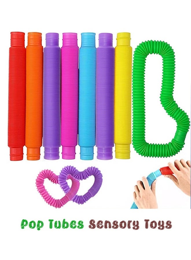 Jamal 8 Pcs Pop Tubes Sensory Fidget Tubes Toddler Toys Party Favors With Classroom Prizes Gifts Goodie Bag Stuffers Anxiety Stress Relief Toys For Kids Adults - Image 1