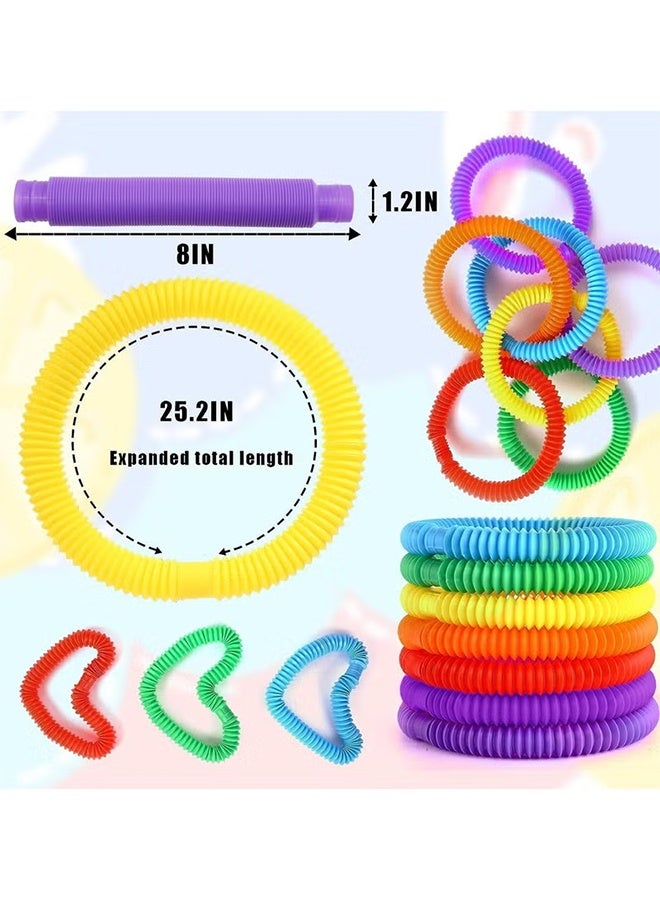 Jamal 8 Pcs Pop Tubes Sensory Fidget Tubes Toddler Toys Party Favors With Classroom Prizes Gifts Goodie Bag Stuffers Anxiety Stress Relief Toys For Kids Adults - Image 2