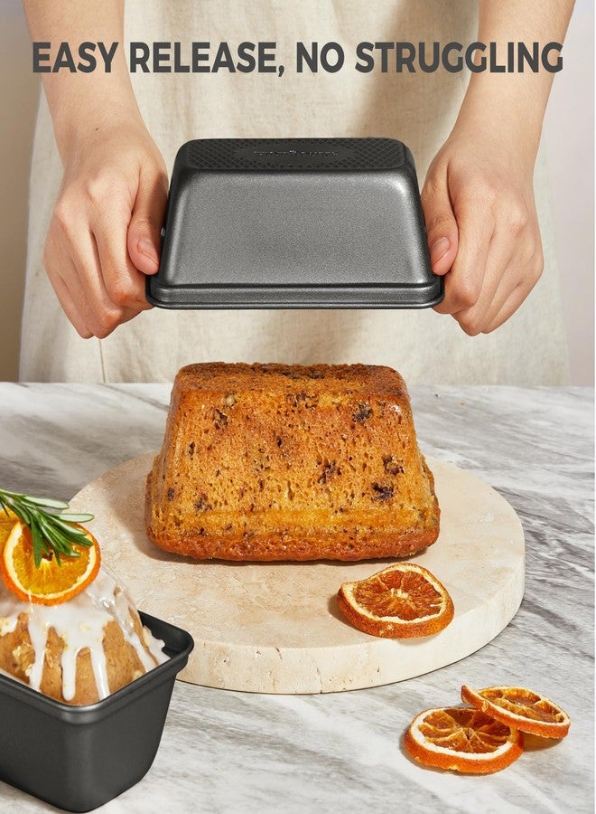 HONGBAKE مجموعة قوالب خبز صغيرة غير لاصقة من هونغبيك، 3 قطع، مقاس 6 × 3.3 × 2 بوصة، قوالب خبز صغيرة للخبز المنزلي، قوالب صغيرة لخبز الموز بنقشة ماسية، مجموعة قوالب صغيرة غير سامة لخبز اللحم المفروم، رمادي داكن - Image 3