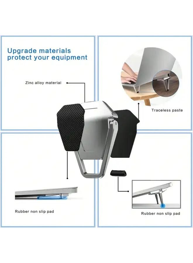 Silvery Portable Adjustable Ergonomic Laptop Stand With Cooling System For 12 20 Inch Laptops - Image 4