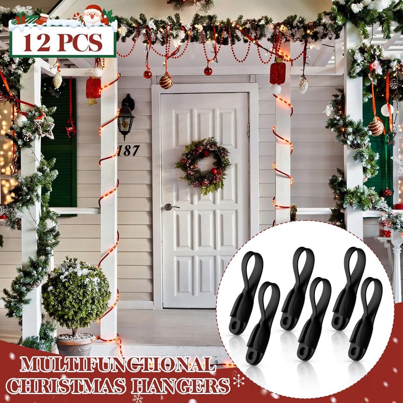 Fiada 12 Pcs Christmas Garland Hanger for Mantle Cord Bundlers Cord Organizer for Appliances, Self Adhesive Kitchen Sticky Silicone Holder Organizer for Christmas Wreath Fireplace(Black) - Image 5