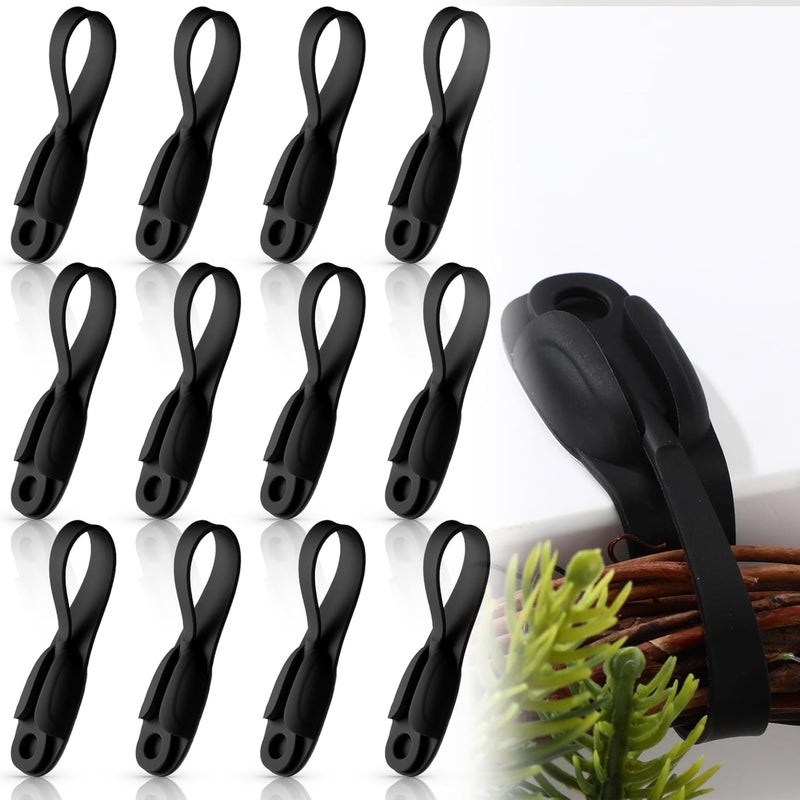 Fiada 12 Pcs Christmas Garland Hanger for Mantle Cord Bundlers Cord Organizer for Appliances, Self Adhesive Kitchen Sticky Silicone Holder Organizer for Christmas Wreath Fireplace(Black) - Image 1