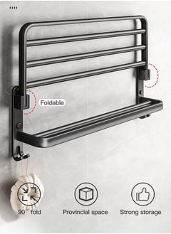 XiuWoo 60*23*20cm Bathroom Lavatory Towel Rack with Two Towel Bars,Frosted Black Bathroom Shelf with Towel Holder  - Image 5