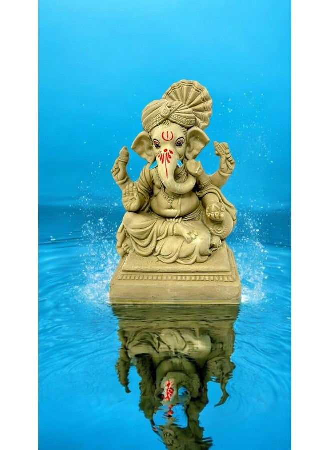 Suninow 100% Eco Friendly Clay Ganesh Idol for Ganesh Chaturthi 8.6 Inch | Water Soluble | Ganesh Chaturthi Idol | Clay Ganesha Idol, Multicolor (gi22) - Image 2