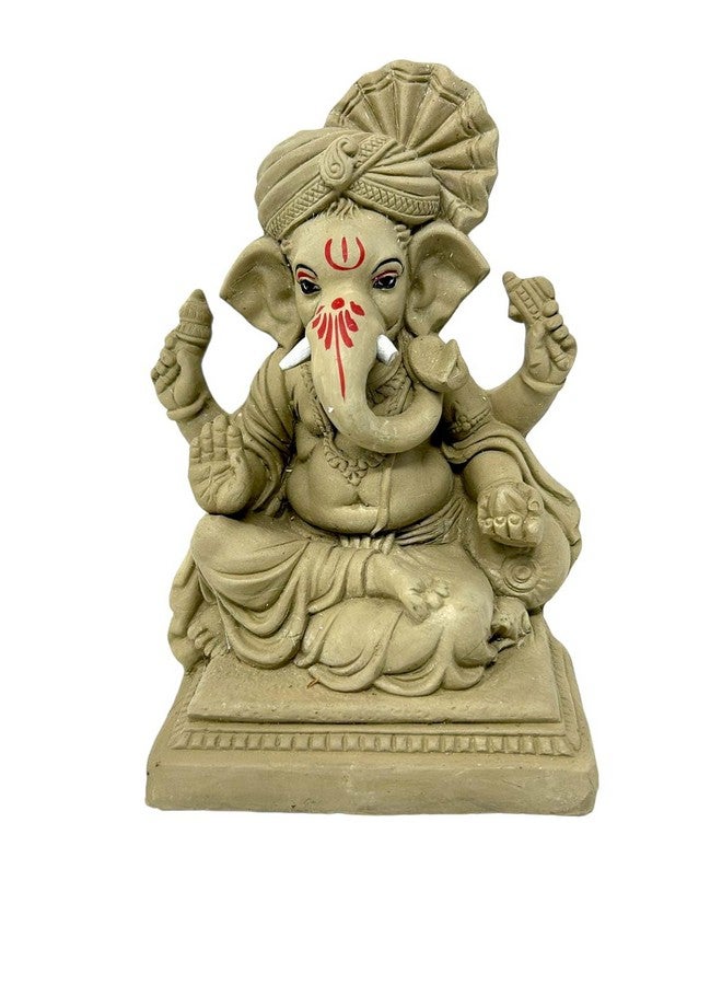 Suninow 100% Eco Friendly Clay Ganesh Idol for Ganesh Chaturthi 8.6 Inch | Water Soluble | Ganesh Chaturthi Idol | Clay Ganesha Idol, Multicolor (gi22) - Image 1