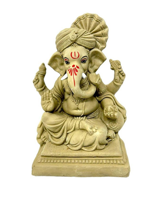 Suninow 100% Eco Friendly Clay Ganesh Idol for Ganesh Chaturthi 8.6 Inch | Water Soluble | Ganesh Chaturthi Idol | Clay Ganesha Idol, Multicolor (gi22) - Image 4