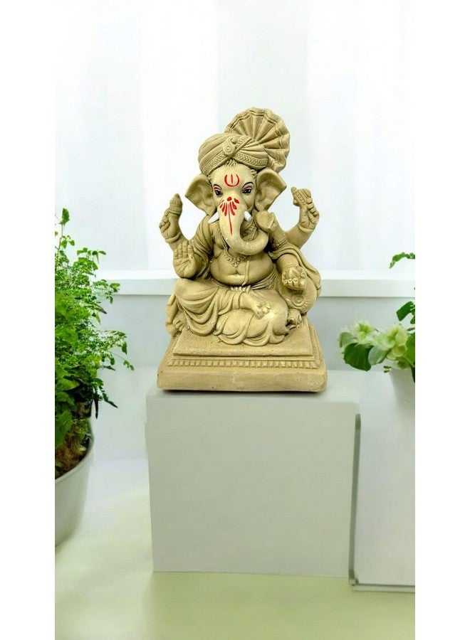 Suninow 100% Eco Friendly Clay Ganesh Idol for Ganesh Chaturthi 8.6 Inch | Water Soluble | Ganesh Chaturthi Idol | Clay Ganesha Idol, Multicolor (gi22) - Image 3