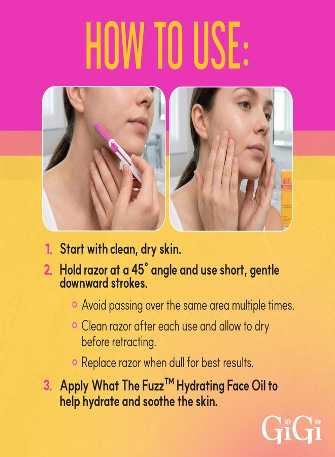 GiGi What The Fuzz Dermaplaning Kit – Face Razor for Peach Fuzz Removal, Facial Hair Remover & Exfoliating Tool, Smooth Skin Shaving for Women, - Image 5