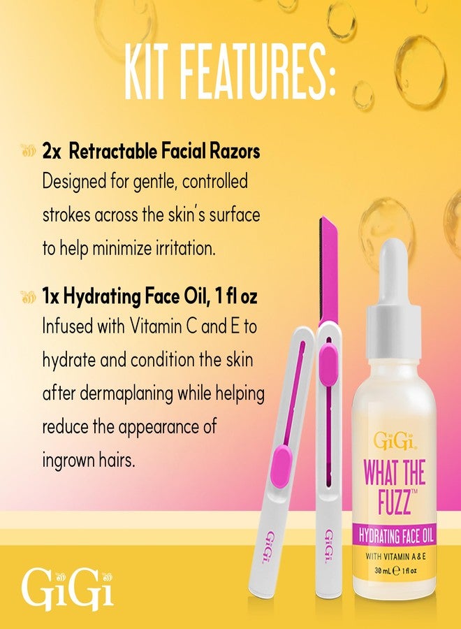 GiGi What The Fuzz Dermaplaning Kit – Face Razor for Peach Fuzz Removal, Facial Hair Remover & Exfoliating Tool, Smooth Skin Shaving for Women, - Image 4