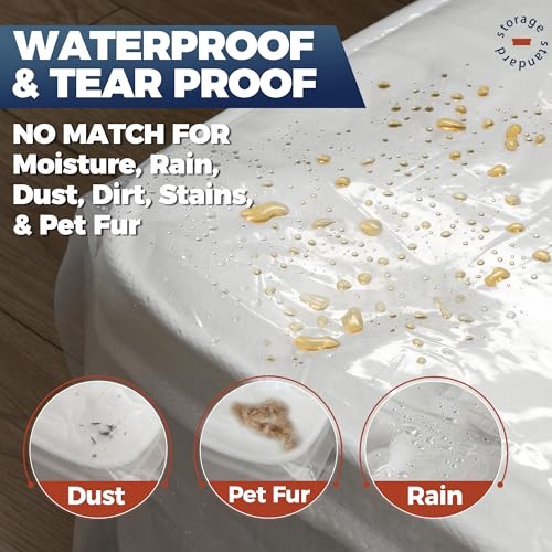 Storage Standard King Mattress Bags for Moving & Storage – Heavy Duty Thick 4mil Reusable Mattress Storage Bag, Waterproof Plastic Mattress Cover for Moving - Fits King Size Bed - 1 Clear Bag, 100 x 80 x 15 Inches - Image 5