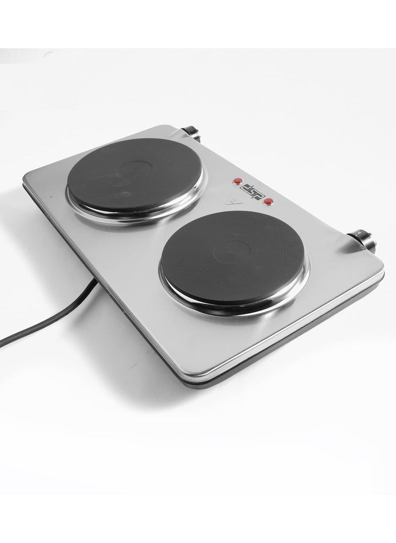 DSP - DSP Hot Plate 2 Eye KD4050 1000&1500w Front button Silver - Image 1