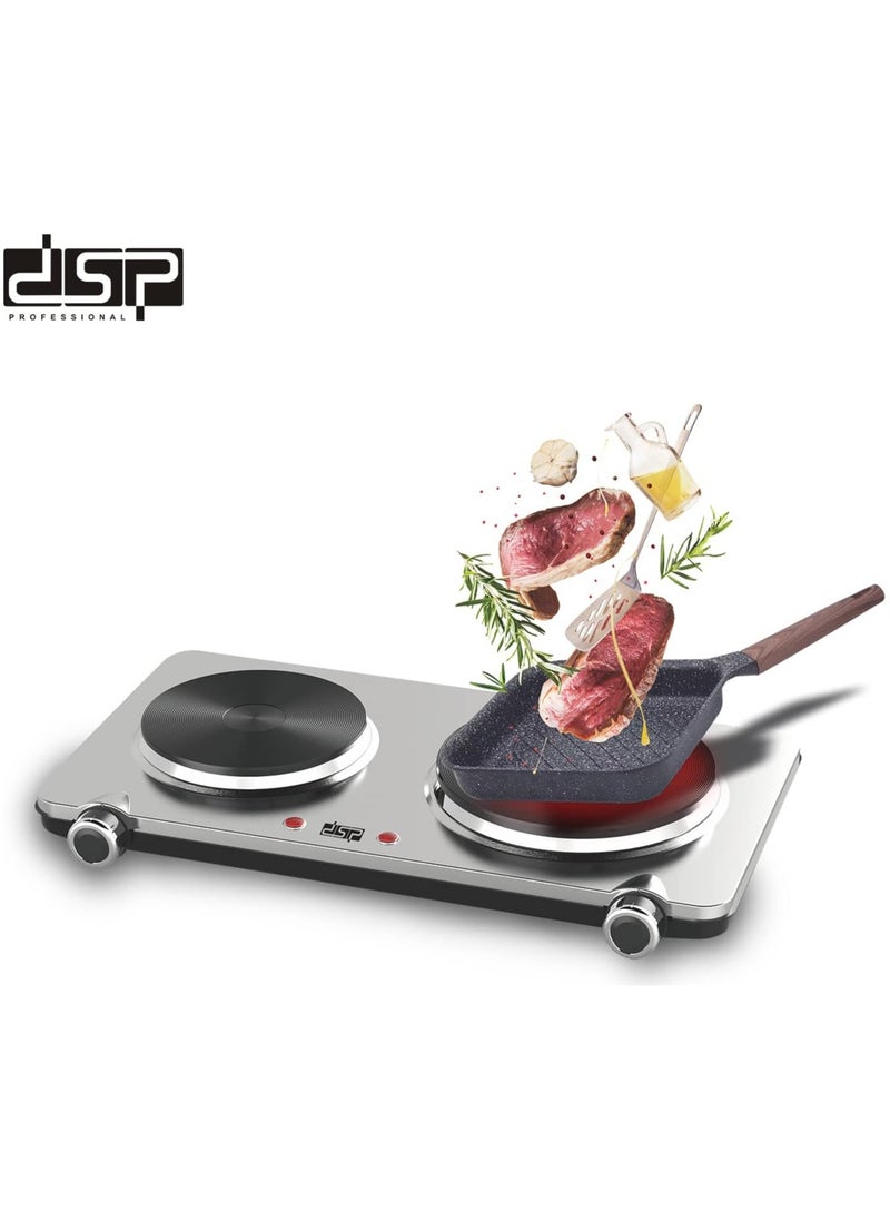 DSP - DSP Hot Plate 2 Eye KD4050 1000&1500w Front button Silver - Image 1