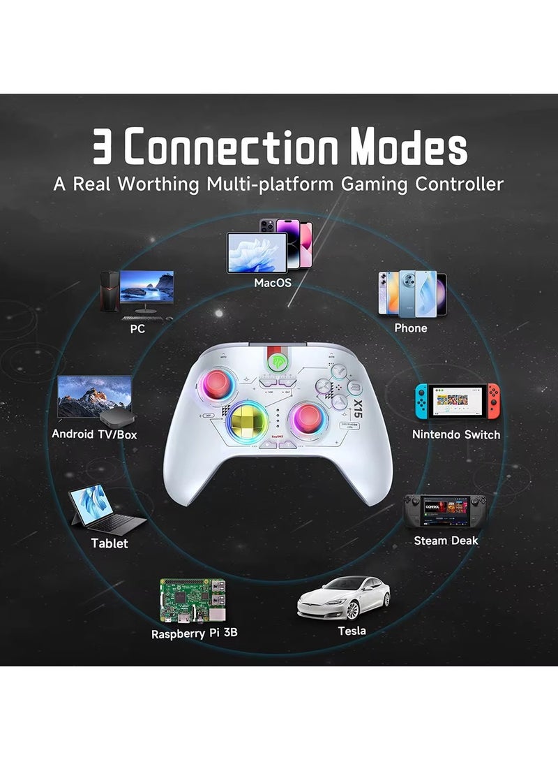 X15 Wireless Gamepad, RGB Bluetooth Gaming Controller Compatible with PC/Switch/Phone/TV,Hall Effect - Image 3