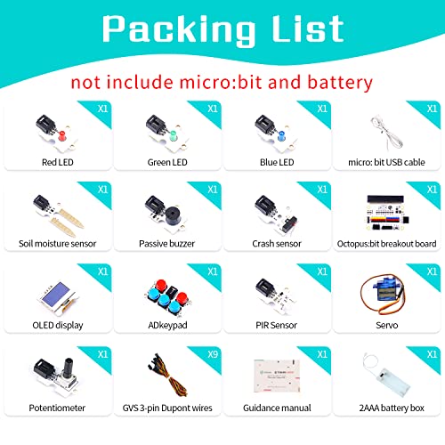 EF ELECFREAKS ELECFREAKS microbit Tinker Kit for Kid Microbit Sensor Starter Kit with 35 Projects DIY Programming STEM kit with Basic Coding Electronics Modules and Wiki TutorialWithout Microbit - Image 5