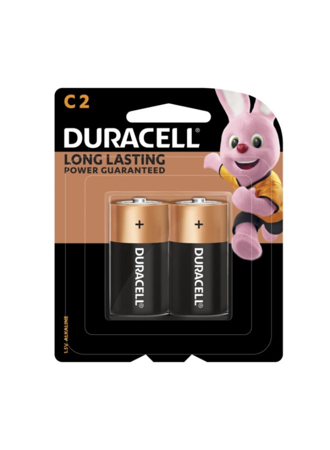 Duracell Alkaline Battery C Long Lasting 2 Pcs Blister Pack