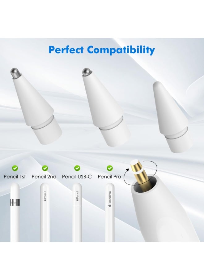spa luxetique Replacement Tips for Apple Pencil 2nd Gen/1st Gen/USB-C/Apple Pencil Pro,No Wear Out Apple Pencil Tips,Metal Pencil Nibs for Precise Control-Pen Like 0.78mm Longer Tips for iPad Pencil-(4 Pack)  - Image 2
