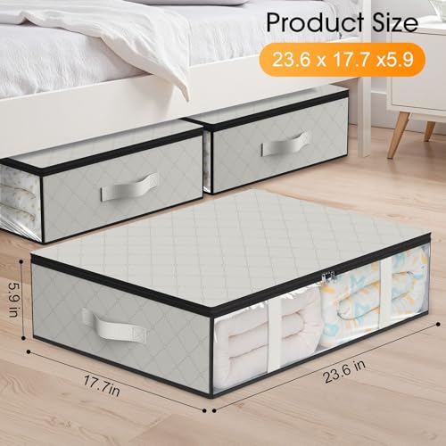StorageRight Under Bed Storage Bags 3 Pack 40L Large Clothes Comforter Storage Containers with Clear Window Breathable Fabric Organizer for Blankets Bedding Seasonal Clothing White - Image 3