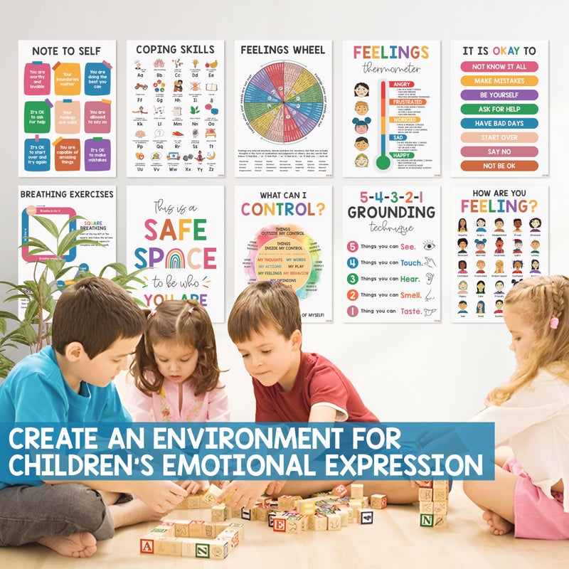 BEAWART 10 Mental Health Posters For Kids (10"x14") Therapy Office Decor, Feeling Wheel Poster, What Can I Control, Emotions Chart Kids Inspirational Wall Art, Classroom School Counselor Psychologist Decor - Image 5