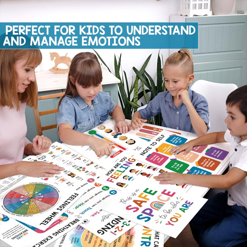 BEAWART 10 Mental Health Posters For Kids (10"x14") Therapy Office Decor, Feeling Wheel Poster, What Can I Control, Emotions Chart Kids Inspirational Wall Art, Classroom School Counselor Psychologist Decor - Image 3