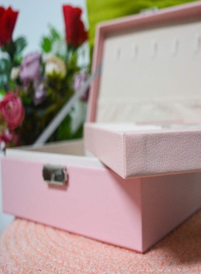 LDG WARE Jewellery Organizer Pink 2 Layer PU-Leather Box Storage Cases and Removable Tray for Necklace, Earrings, Rings, Bracelets, Bangles for Women Girls - Image 3