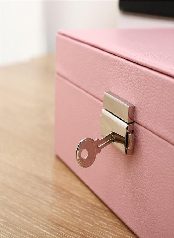 LDG WARE Jewellery Organizer Pink 2 Layer PU-Leather Box Storage Cases and Removable Tray for Necklace, Earrings, Rings, Bracelets, Bangles for Women Girls - Image 4