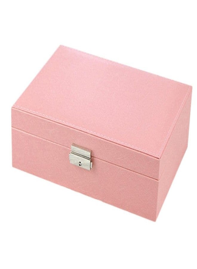 LDG WARE Jewellery Organizer Pink 2 Layer PU-Leather Box Storage Cases and Removable Tray for Necklace, Earrings, Rings, Bracelets, Bangles for Women Girls - Image 2