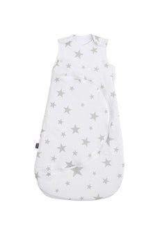Snuz Pouch Sleeping Bag For Infant And Baby Clever Nappy Change Zip 100% Cotton For Temperatures If 21 - 23 Celsius Suitable From 0 To 6 Months Maximum Baby Length 68 Cm Grey Star  - Image 1