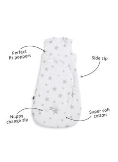 Snuz Pouch Sleeping Bag For Infant And Baby Clever Nappy Change Zip 100% Cotton For Temperatures If 21 - 23 Celsius Suitable From 0 To 6 Months Maximum Baby Length 68 Cm Grey Star  - Image 2
