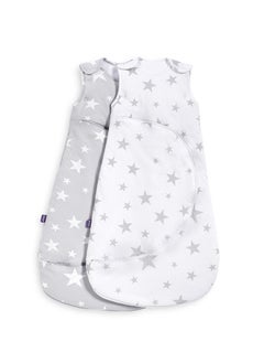 Snuz Pouch Sleeping Bag For Infant And Baby Clever Nappy Change Zip 100% Cotton For Temperatures If 21 - 23 Celsius Suitable From 0 To 6 Months Maximum Baby Length 68 Cm Grey Star  - Image 4