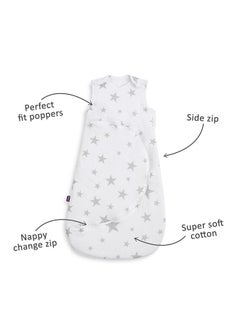 Snuz Pouch Sleeping Bag For Infant And Baby Clever Nappy Change Zip 100% Cotton For Temperatures If 21 - 23 Celsius Suitable From 0 To 6 Months Maximum Baby Length 68 Cm Grey Star  - Image 2