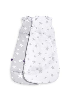 Snuz Pouch Sleeping Bag For Infant And Baby Clever Nappy Change Zip 100% Cotton For Temperatures If 21 - 23 Celsius Suitable From 0 To 6 Months Maximum Baby Length 68 Cm Grey Star  - Image 4