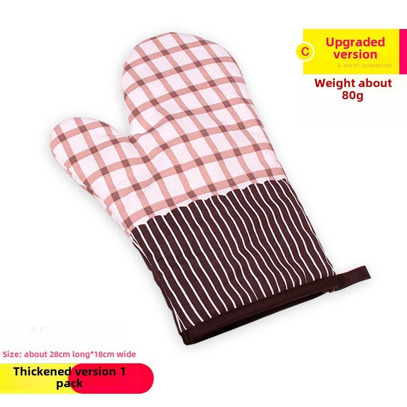 Thick Cotton Insulated Oven Gloves Coffee Plaid Coffee Plaid