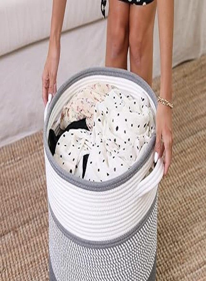GRATIFY Mansa Traders 12" x 12" x 14" Large Storage Basket with Lid, Cotton Rope Storage Baskets, Laundry Basket, Blankets Pillows Storage in Living Room Baby Nursery, Basket With top Cover, Mix Black - Image 2