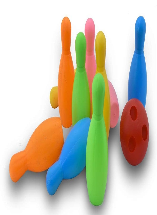 Ixora Bowling Set Toy 10 Colourful Bowling Pins and 2 Balls Indoor Toys Toss Sports Developmental Game for Active Party Family Games Children Boys Girls (Multicolor) - Image 2