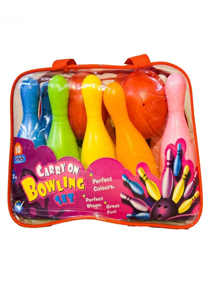 Ixora Bowling Set Toy 10 Colourful Bowling Pins and 2 Balls Indoor Toys Toss Sports Developmental Game for Active Party Family Games Children Boys Girls (Multicolor) - Image 1