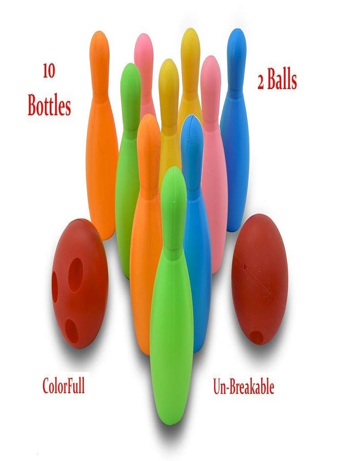 Ixora Bowling Set Toy 10 Colourful Bowling Pins and 2 Balls Indoor Toys Toss Sports Developmental Game for Active Party Family Games Children Boys Girls (Multicolor) - Image 3