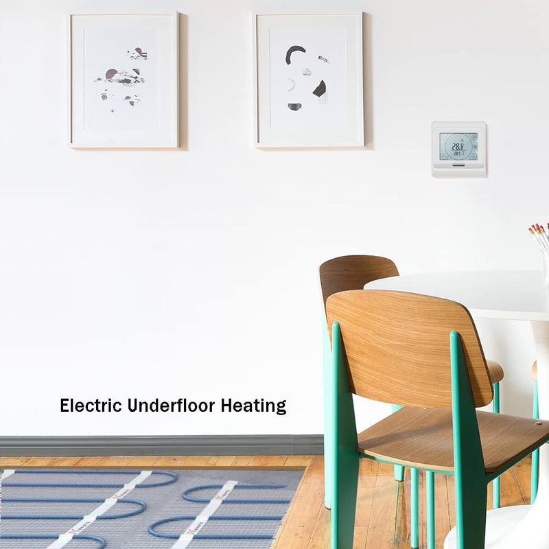 KETOTEK Electric Underfloor Heating Thermostats Programmable 16A, Digital Room Thermostat for Under Floor Heating with External Sensor Probe LCD Touch Screen - Image 2