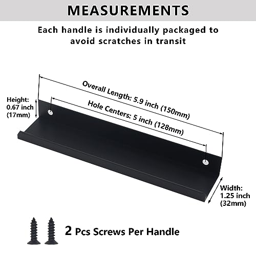 HANIHUA 20 Pack Black Kitchen Cabinet Handles Modern Finger Pulls for Cabinets 59inch150mm Length Matte Black Edge Cabinet Pulls Drawer Tabs Pull Hardware Concealed Tab Handle - Image 3