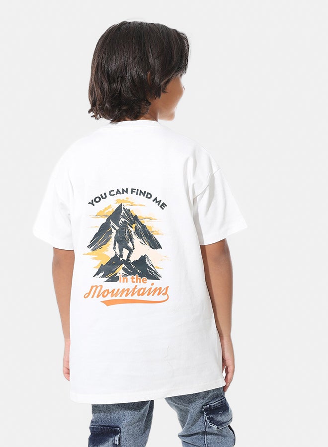 Andora Printed Half Sleeves White T-Shirt_White - Image 4