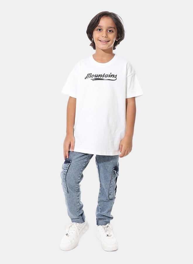 Andora Printed Half Sleeves White T-Shirt_White - Image 5