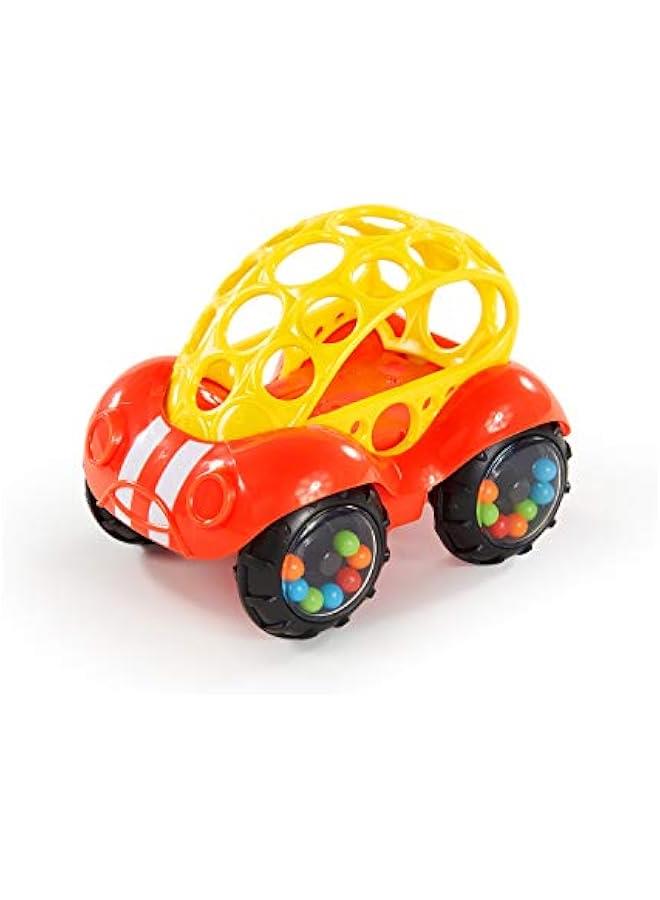 Oball Easy Grasp Rattle  Roll Buggie BPA-Free Push Car Infant Crawling Toy, 1 Pack, Age 3 Months and up, Red/Yellow - Image 1
