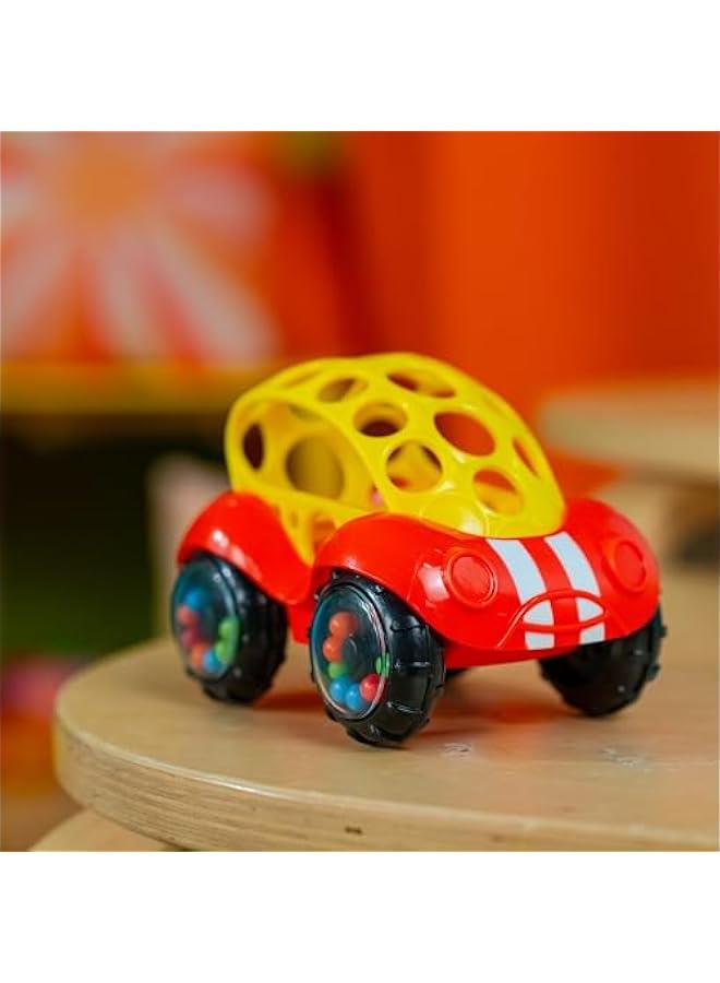 Oball Easy Grasp Rattle  Roll Buggie BPA-Free Push Car Infant Crawling Toy, 1 Pack, Age 3 Months and up, Red/Yellow - Image 4