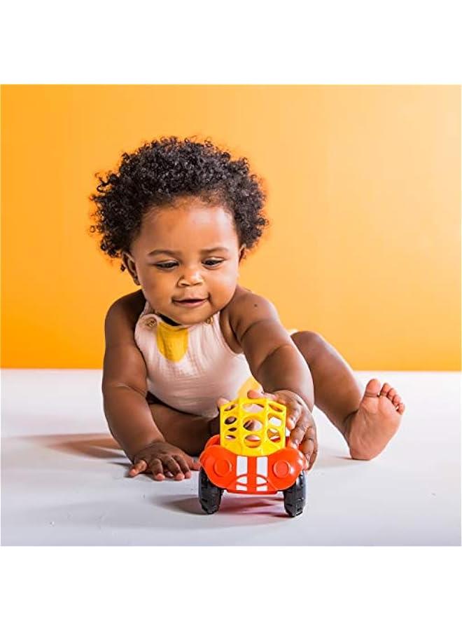 Oball Easy Grasp Rattle  Roll Buggie BPA-Free Push Car Infant Crawling Toy, 1 Pack, Age 3 Months and up, Red/Yellow - Image 2