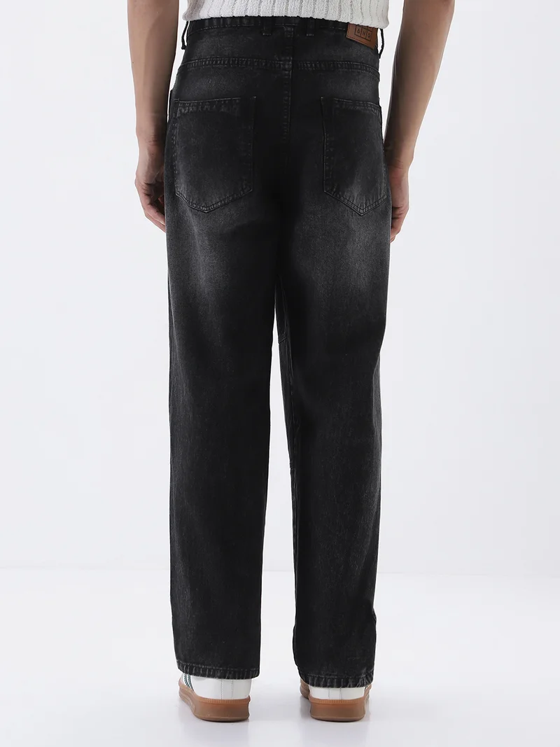 Urbano Fashion  Urbano Fashion Men's Black Loose Baggy Fit Cut and Sew Panelled Jeans Non-Stretchable for Men | Best Price UAE