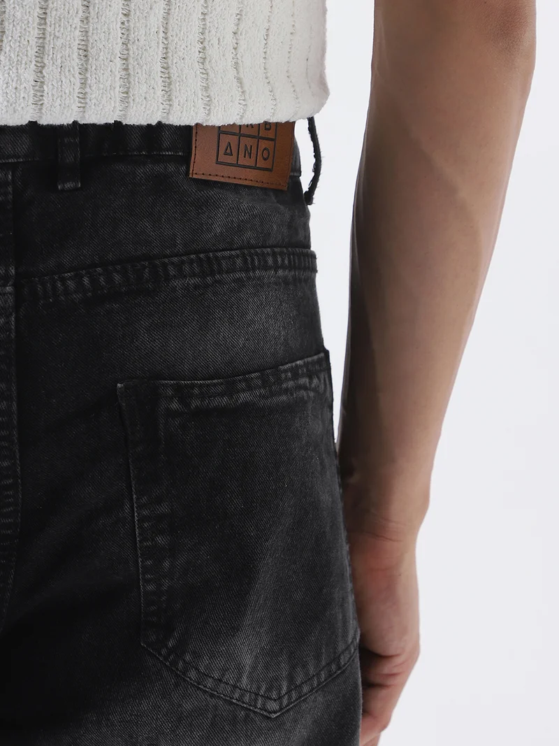 Urbano Fashion  Urbano Fashion Men's Black Loose Baggy Fit Cut and Sew Panelled Jeans Non-Stretchable for Men | Best Price UAE