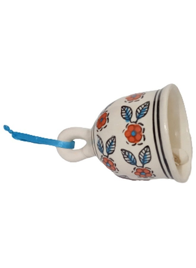 Purpledip Ceramic Painted Bell: Wall Door Hanging with Resonating Sound, 5 Inches Tall (12365) - Image 2