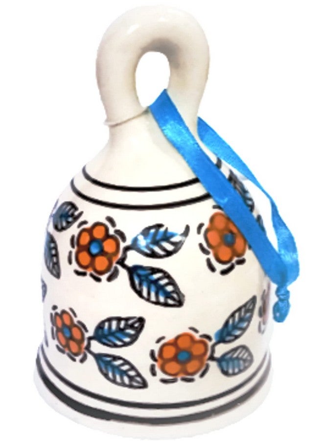 Purpledip Ceramic Painted Bell: Wall Door Hanging with Resonating Sound, 5 Inches Tall (12365) - Image 1