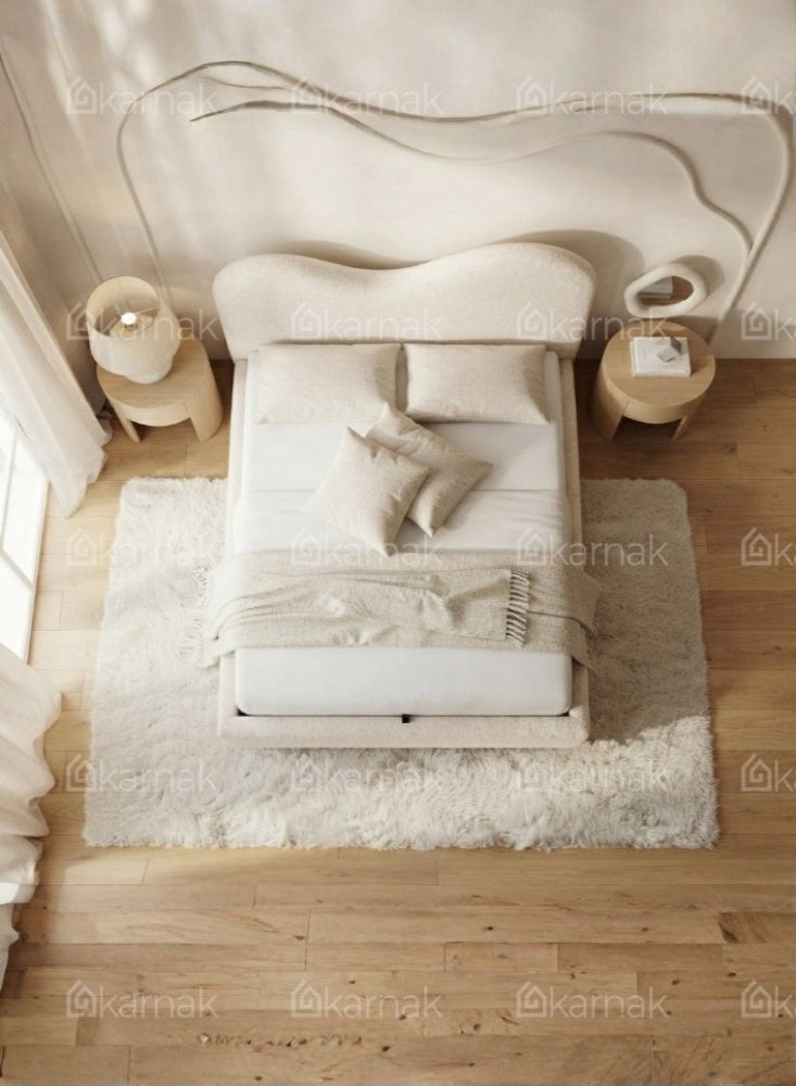 KARNAK Curvessa Curved Headboard Bed – Cream - Image 3