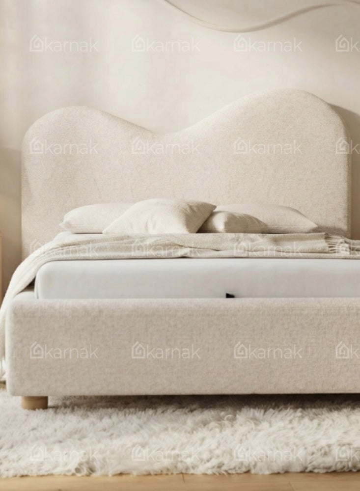 KARNAK Curvessa Curved Headboard Bed – Cream - Image 2