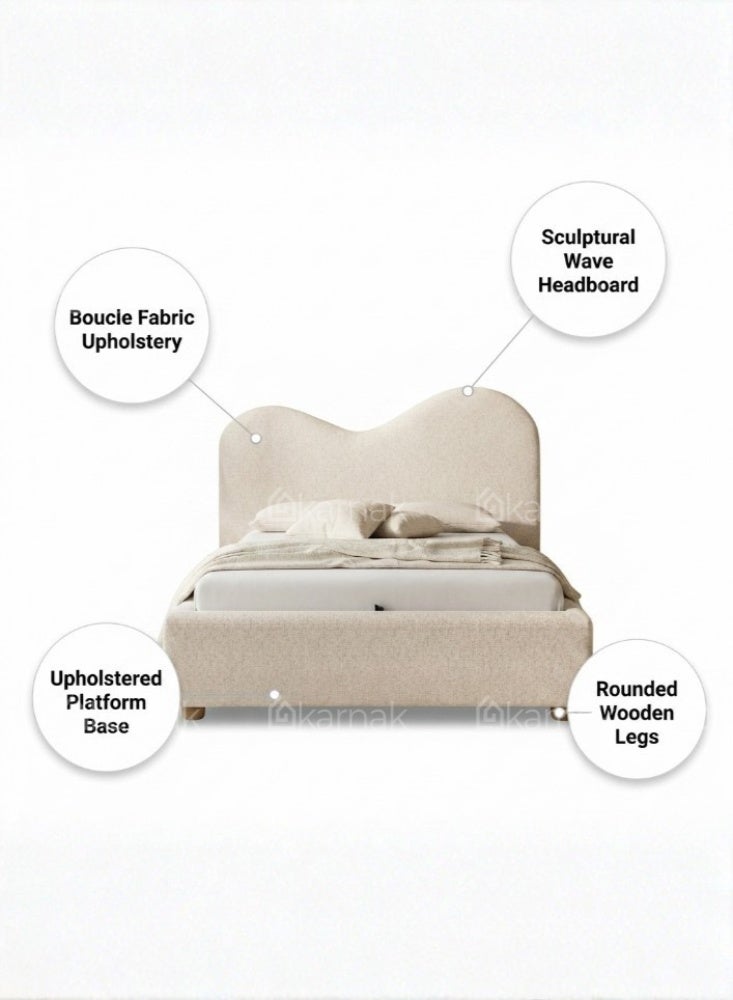 KARNAK Curvessa Curved Headboard Bed – Cream - Image 4